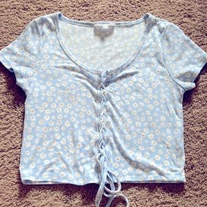 Pink rose crop tshirt size large